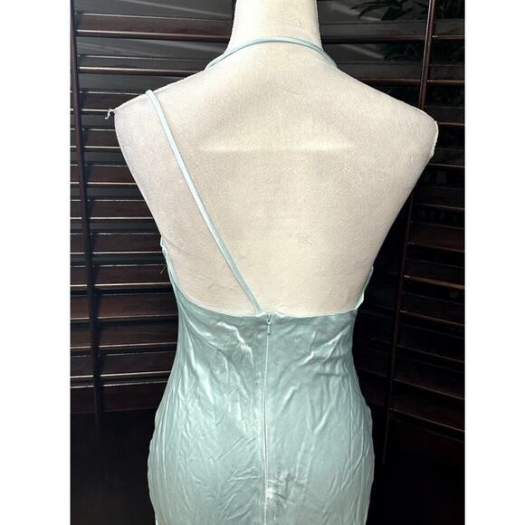 Bardot Women's Astrid Midi Slip Dress Light Blue Satin M/6 NWOT Back Zip Lined - Picture 6 of 9